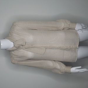 Christian Dior Tan/Gold Zig Zag Button Down White Top Size 6